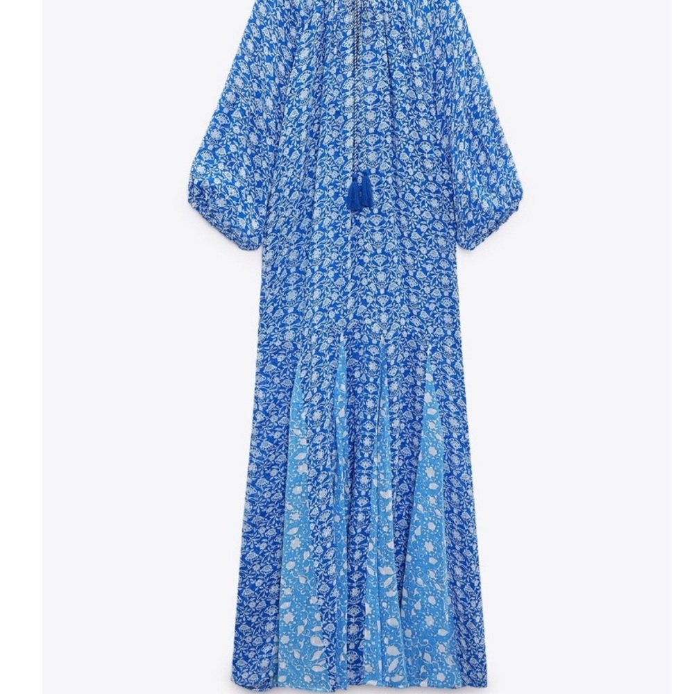 Zara Blue Print Maxi Dress - Picture 3 of 5